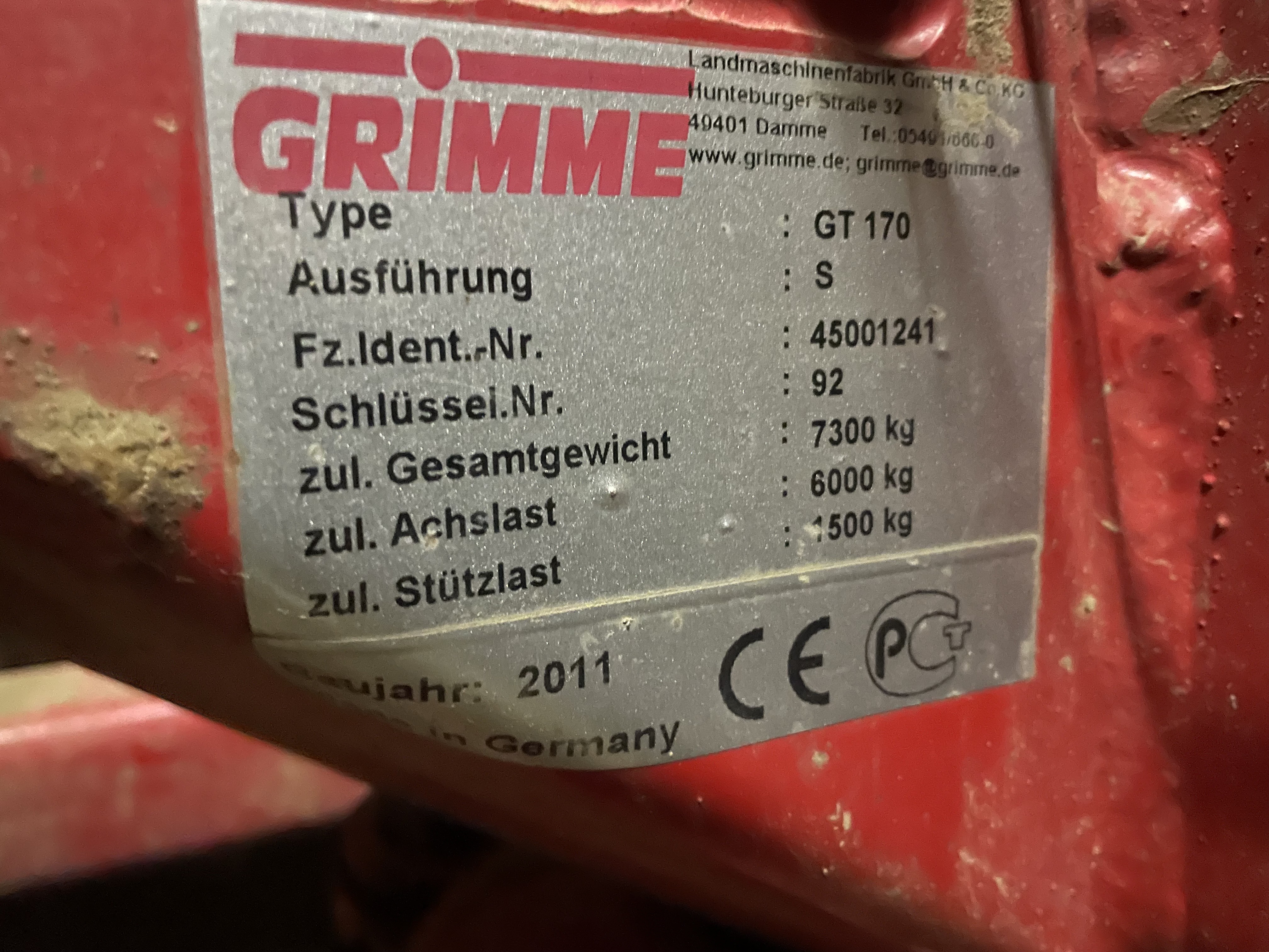 GRIMME GT 170 - machinePlate