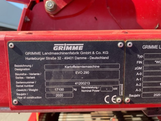 GRIMME EVO 290 AirSep - machinePlate